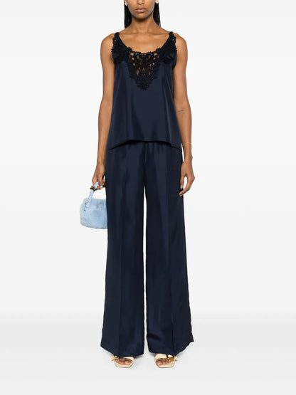 Wide-Leg Silk Trousers