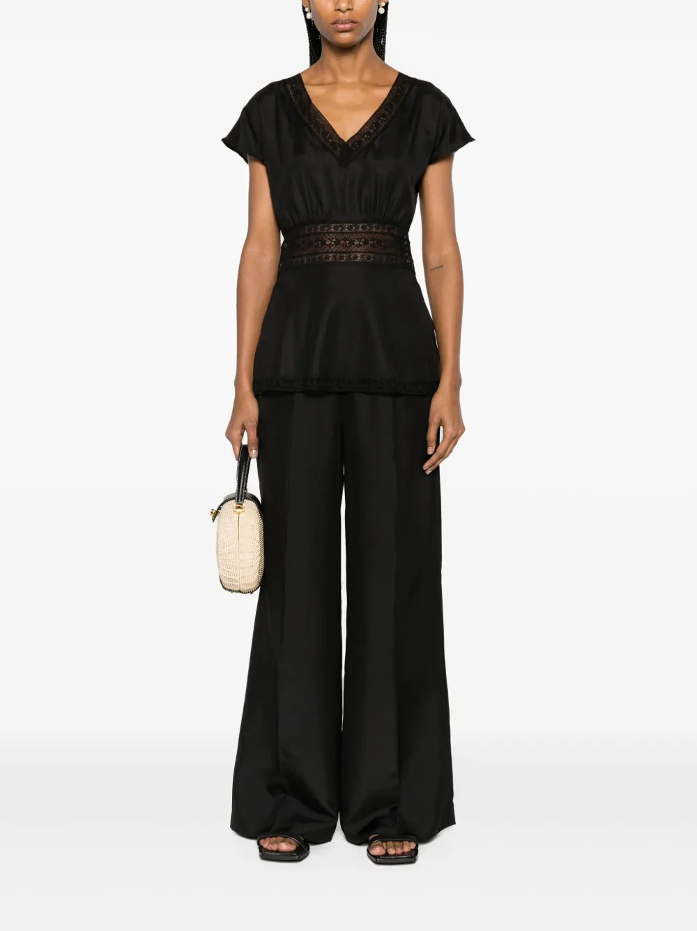 Wide-Leg Silk Trousers