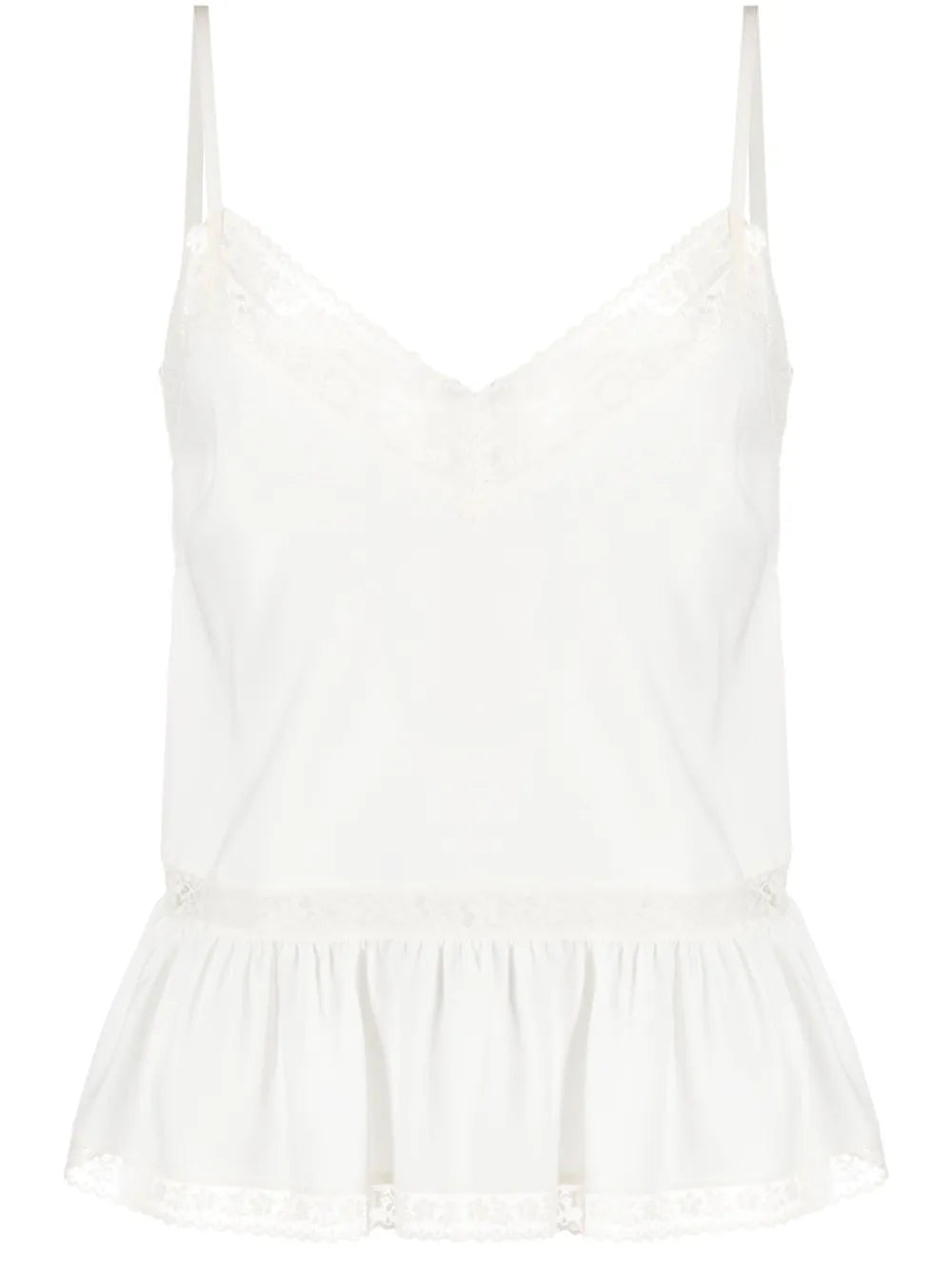 Lace-Trim Silk Tank Top