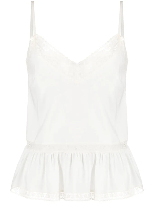 Lace-Trim Silk Tank Top
