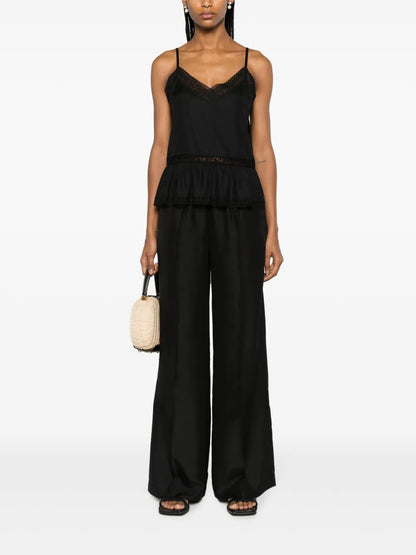 Lace-Trim Silk Tank Top
