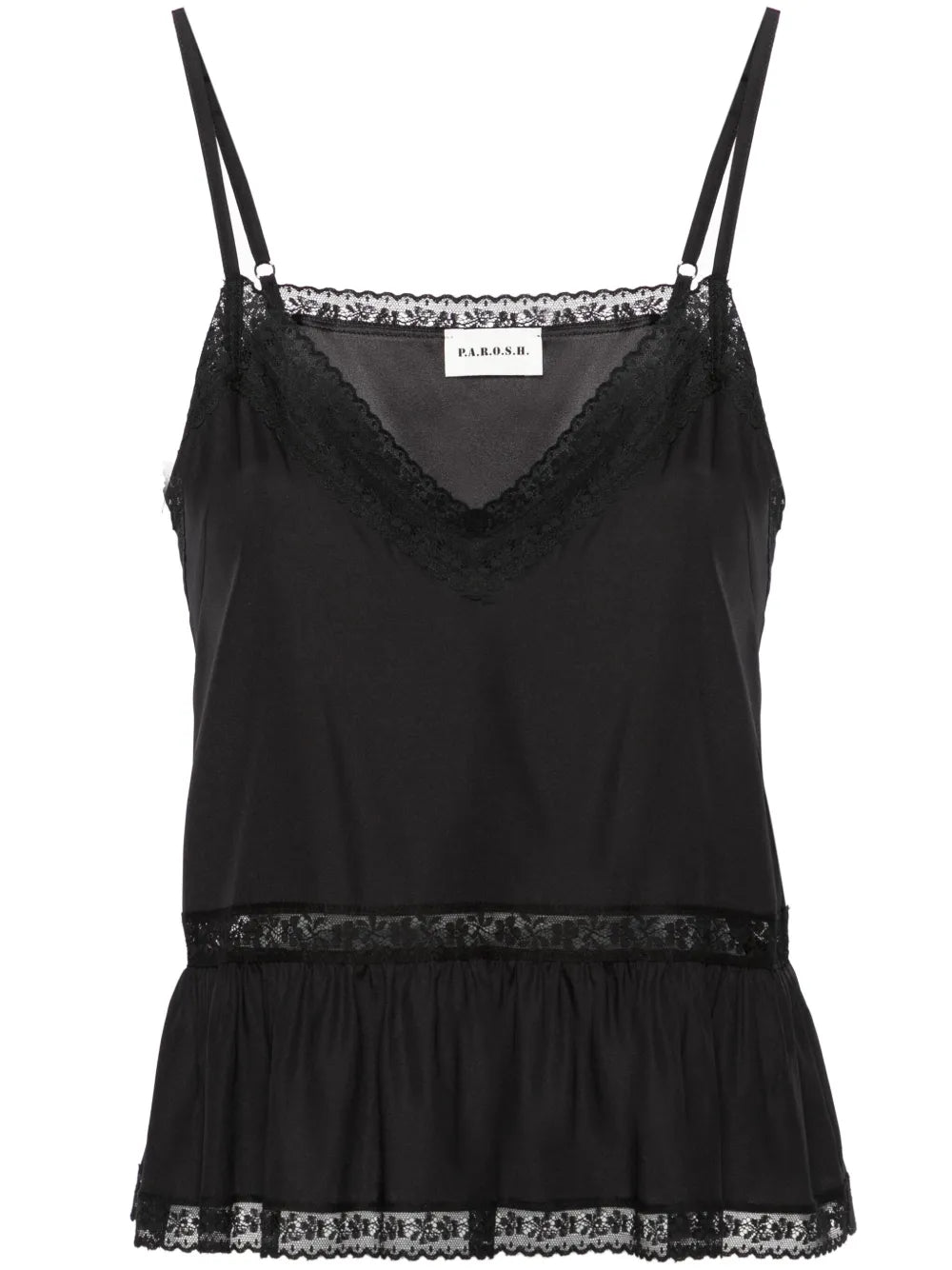 Lace-Trim Silk Tank Top