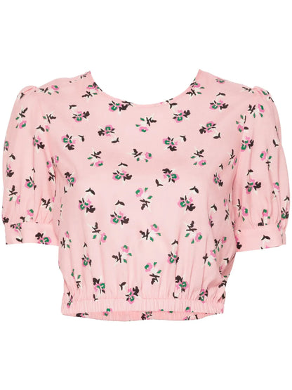 Floral-Print Silk Blouse