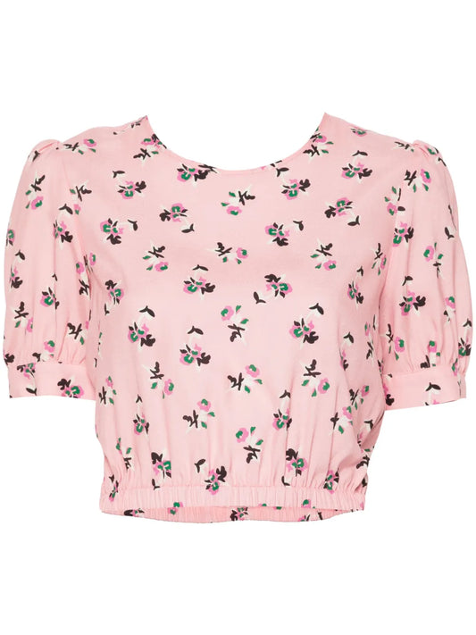 Floral-Print Silk Blouse