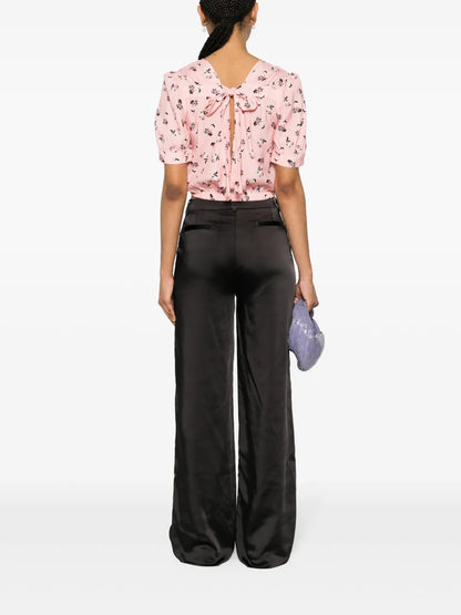 Floral-Print Silk Blouse