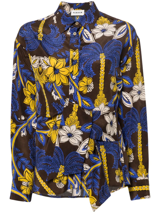 Floral-Print Silk Shirt
