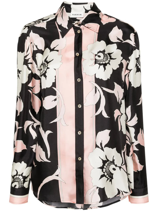 Floral-Print Silk Shirt