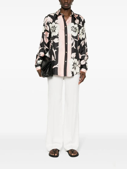 Floral-Print Silk Shirt