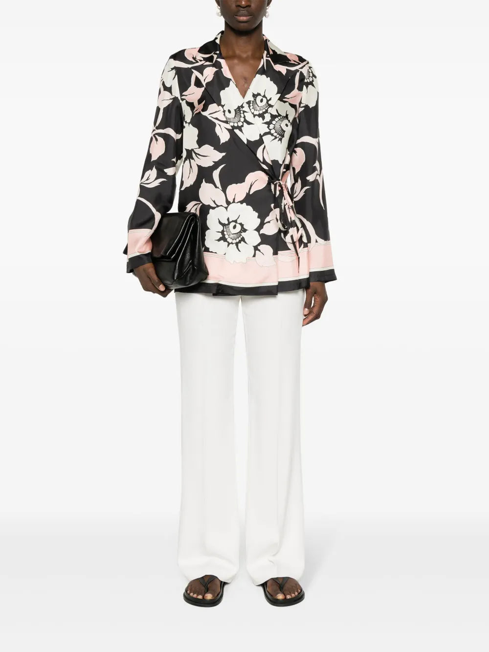 Floral-Print Wrap Blouse