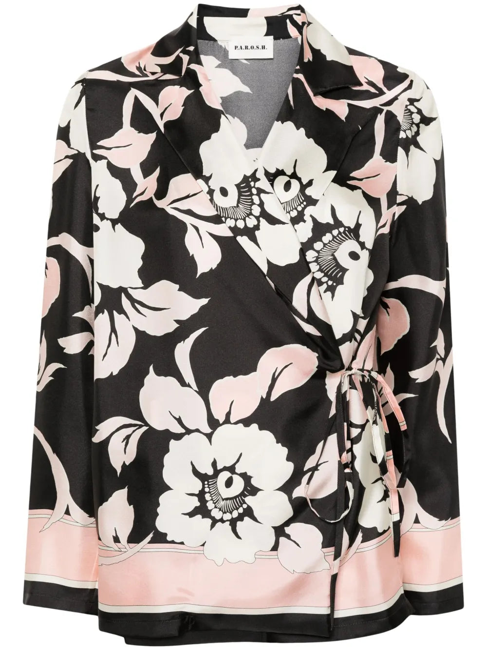 Floral-Print Wrap Blouse