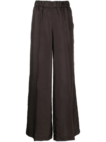 Wide-Leg Silk Trousers