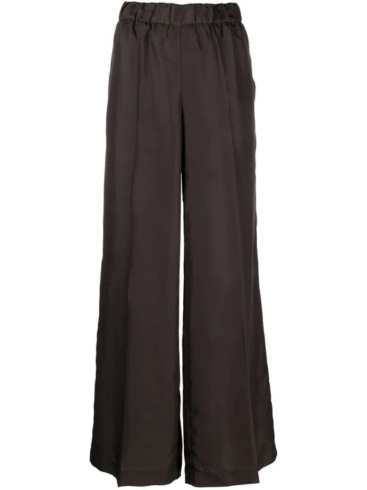 Wide-Leg Silk Trousers