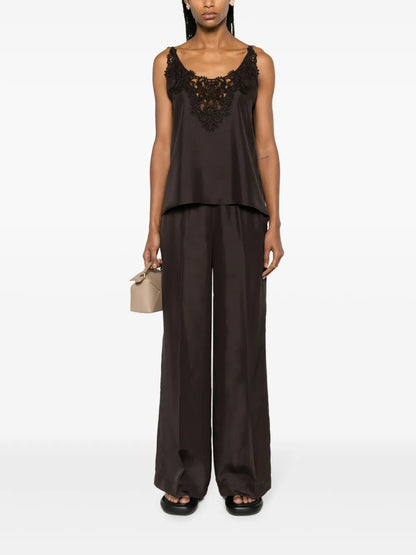 Wide-Leg Silk Trousers