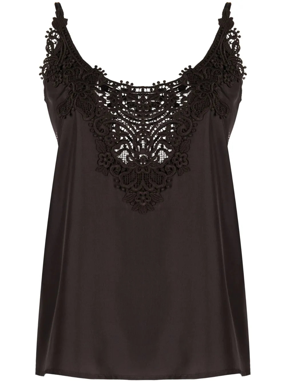 Macramé-Panel Silk Tank Top