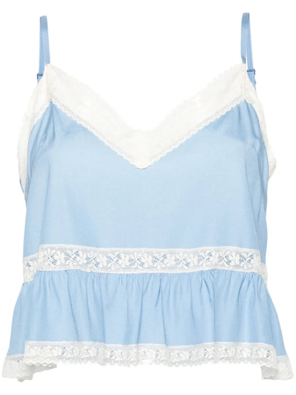 Lace-Trim Silk Tank Top