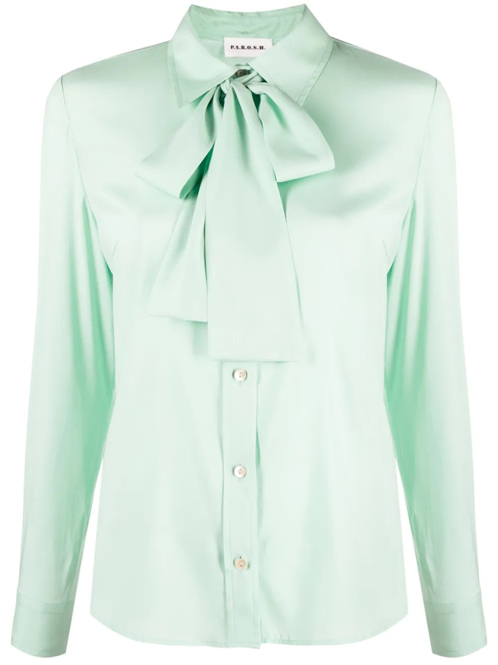 Pussy-Bow Collar Silk Shirt
