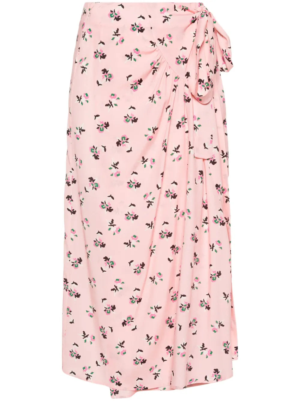 Floral-Print Silk Skirt