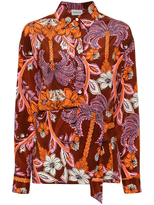 Floral-Print Silk Shirt