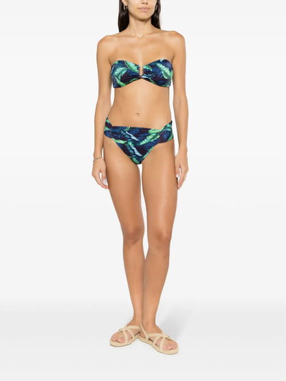 Mika Leaf-Print Bikini Top