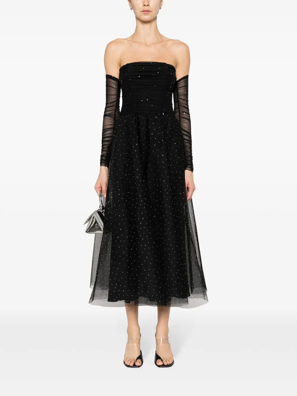 Crystal-Embellished Off-Shoulder Dress