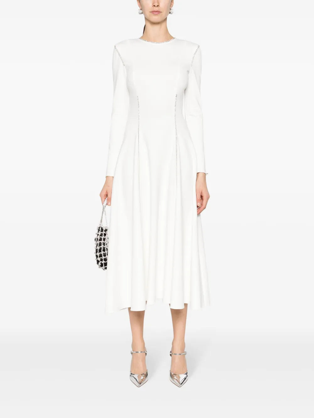 Crystal-Embellished Long-Sleeve Dress