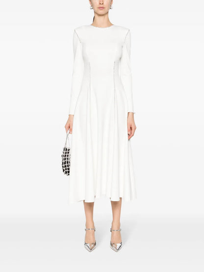 Crystal-Embellished Long-Sleeve Dress