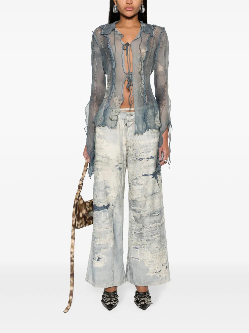 Low-Waist Flared Trousers