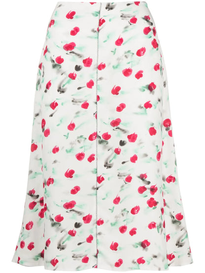 Floral-Print Midi Skirt