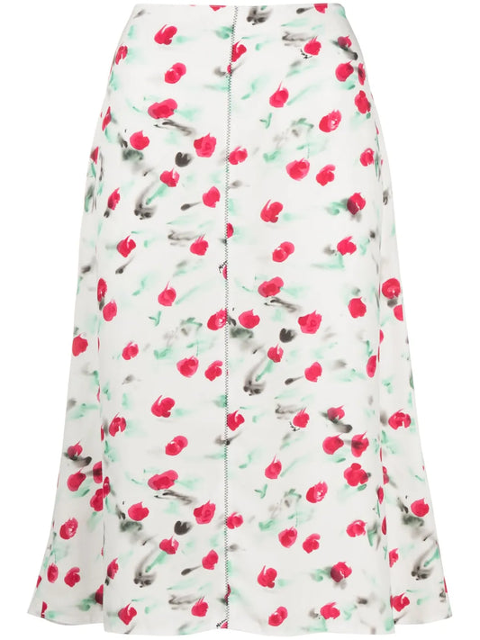 Floral-Print Midi Skirt