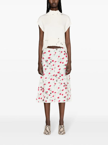 Floral-Print Midi Skirt