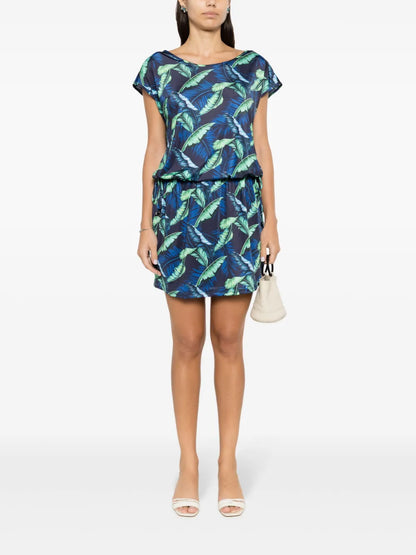 Shiva Leaf-Print Minidress