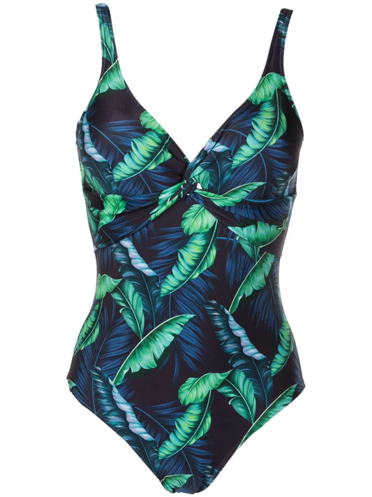Adriana Twisted Leaf-Print Swimsuit