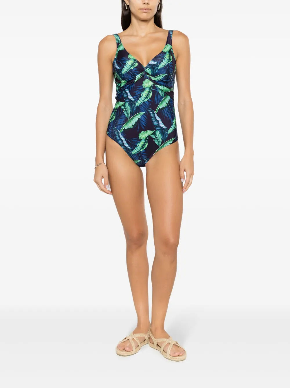 Adriana Twisted Leaf-Print Swimsuit