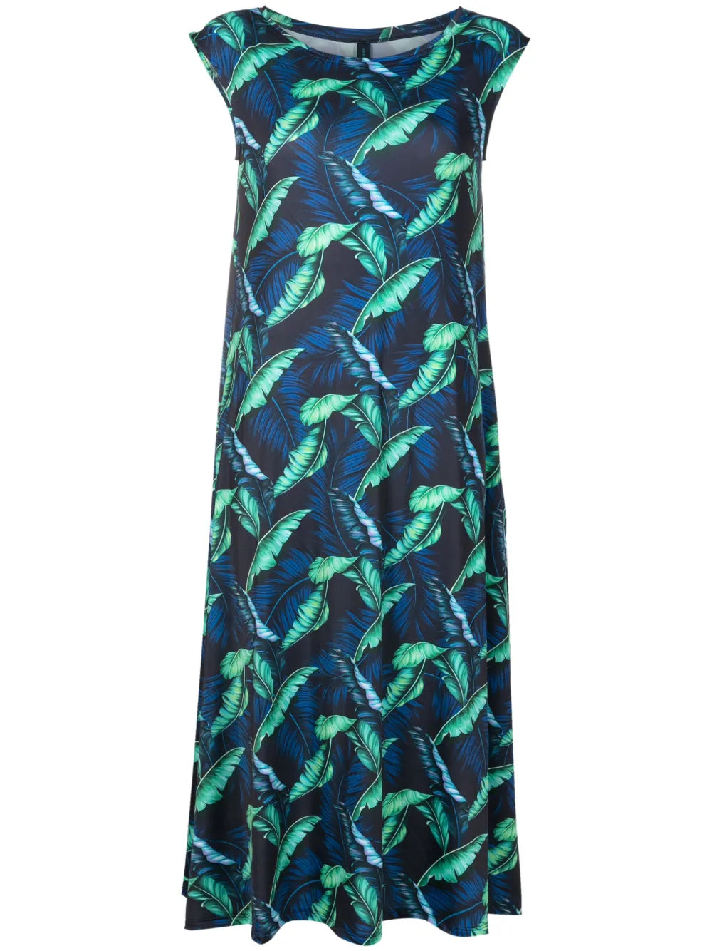 Tie Leaf-Print Midi Dress