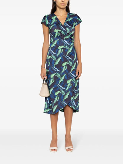 Falcão Leaf-Print Wrap Dress