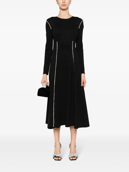 Crystal-Embellished Long-Sleeves Dress