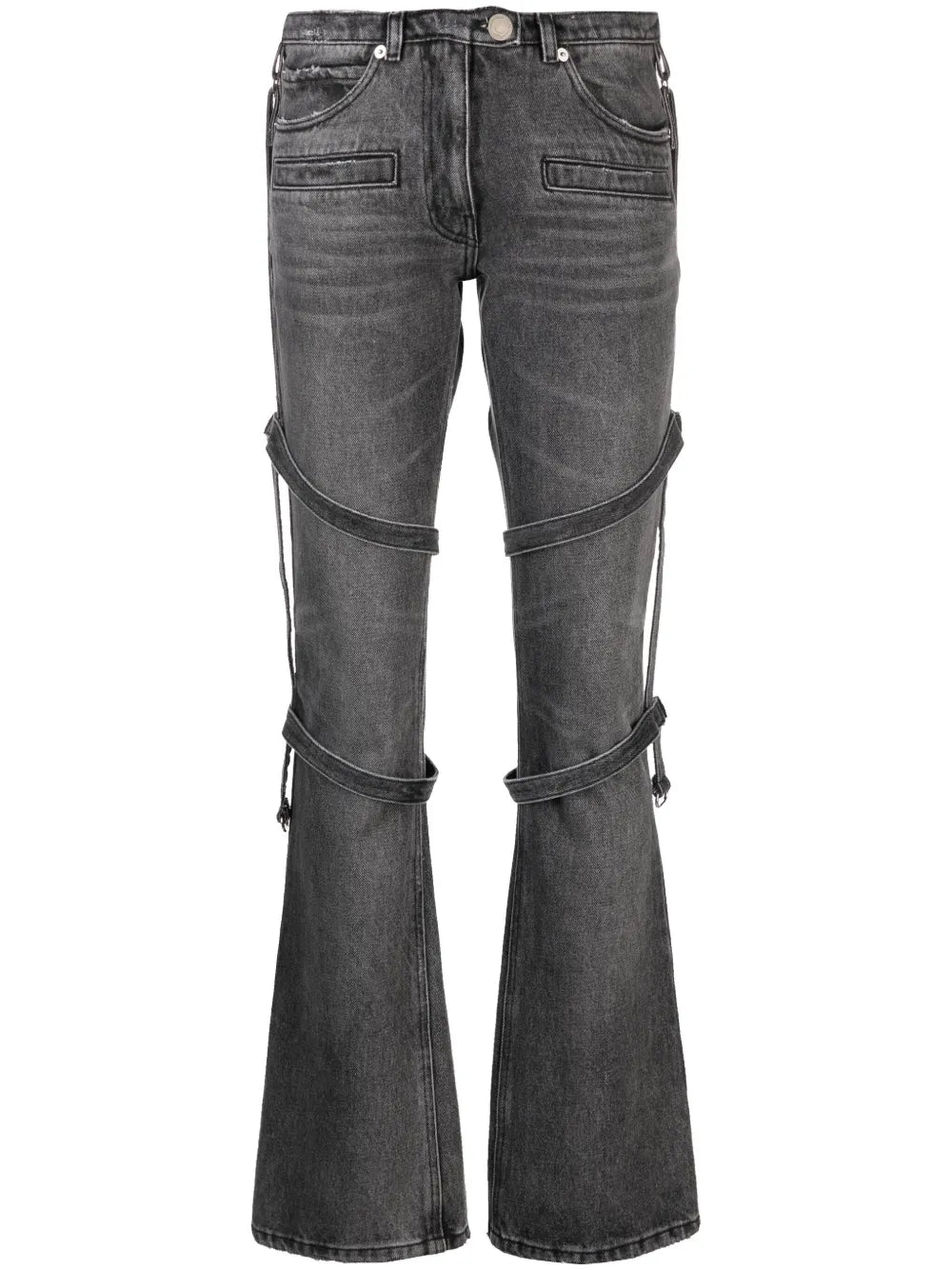 Multi-Strap Flared Jeans