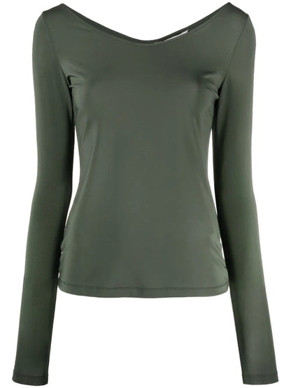 Long-Sleeve Stretch-Design Blouse