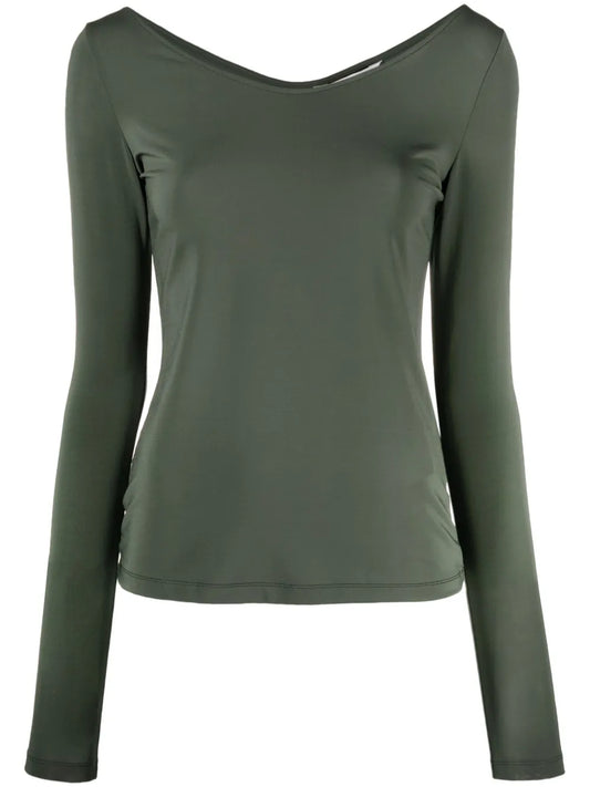 Long-Sleeve Stretch-Design Blouse