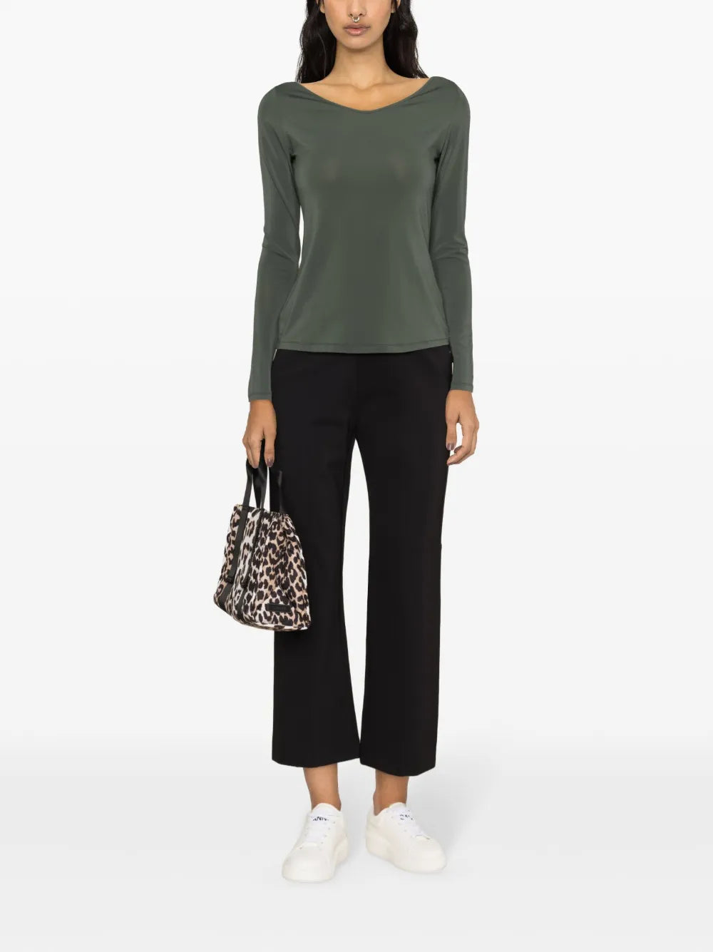 Long-Sleeve Stretch-Design Blouse