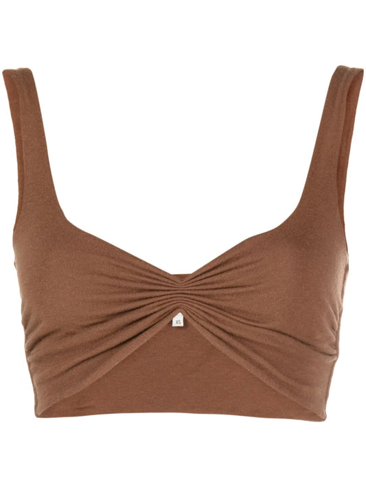 Gathered Sleeveless Crop Top