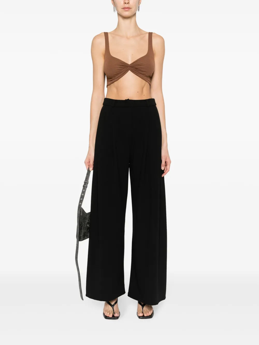 Gathered Sleeveless Crop Top