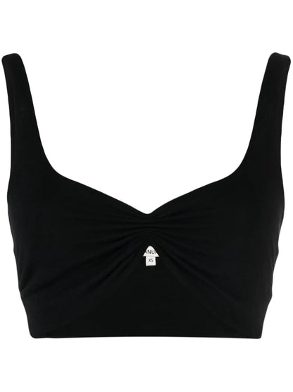 Gathered Sleeveless Crop Top
