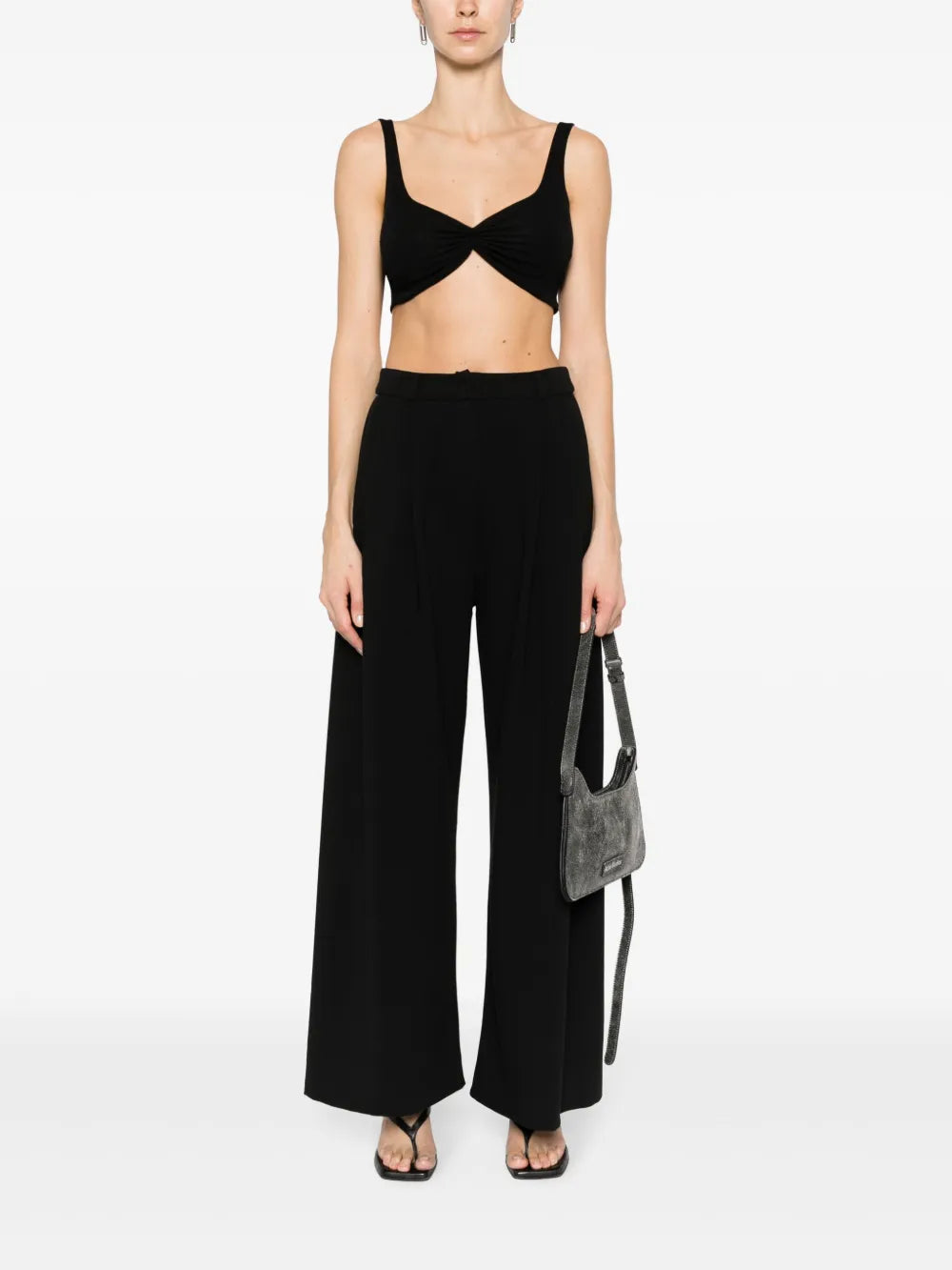 Gathered Sleeveless Crop Top