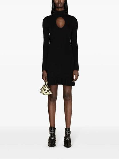 Love Birds-Plaque Ribbed-Knit Minidress