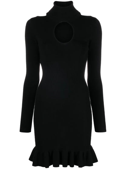 Love Birds-Plaque Ribbed-Knit Minidress