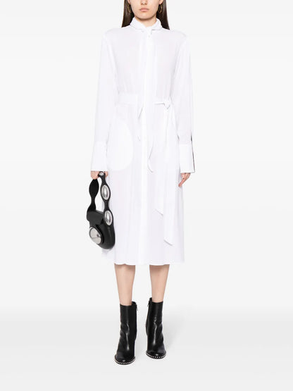 Belted-Waist Button-Down Dress
