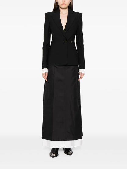 Contrast-Stitching Notched-Lapels Blazer