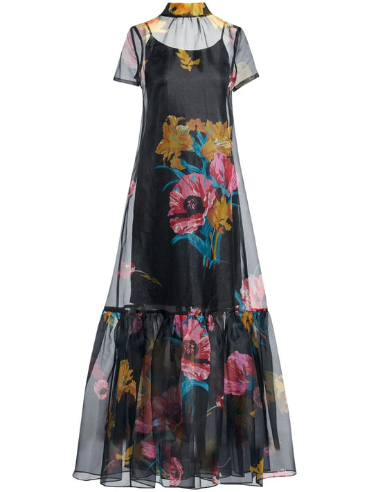 Calluna Floral-Print Semi-Sheer Maxi Dress