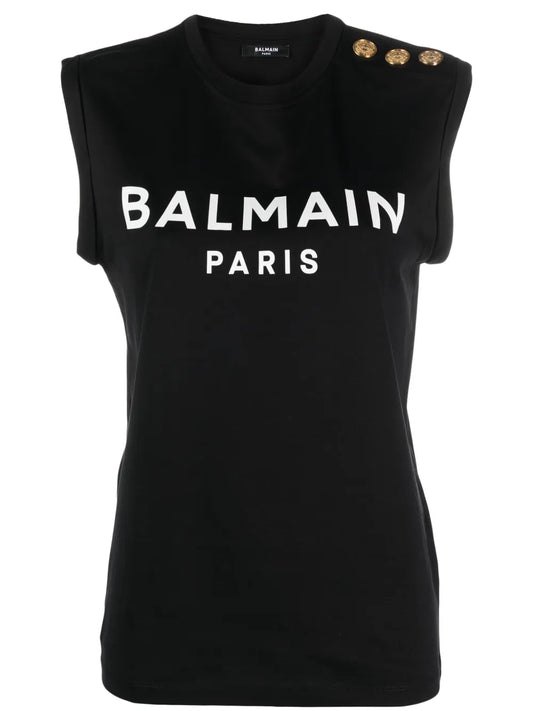 Logo-Print Cotton Tank Top